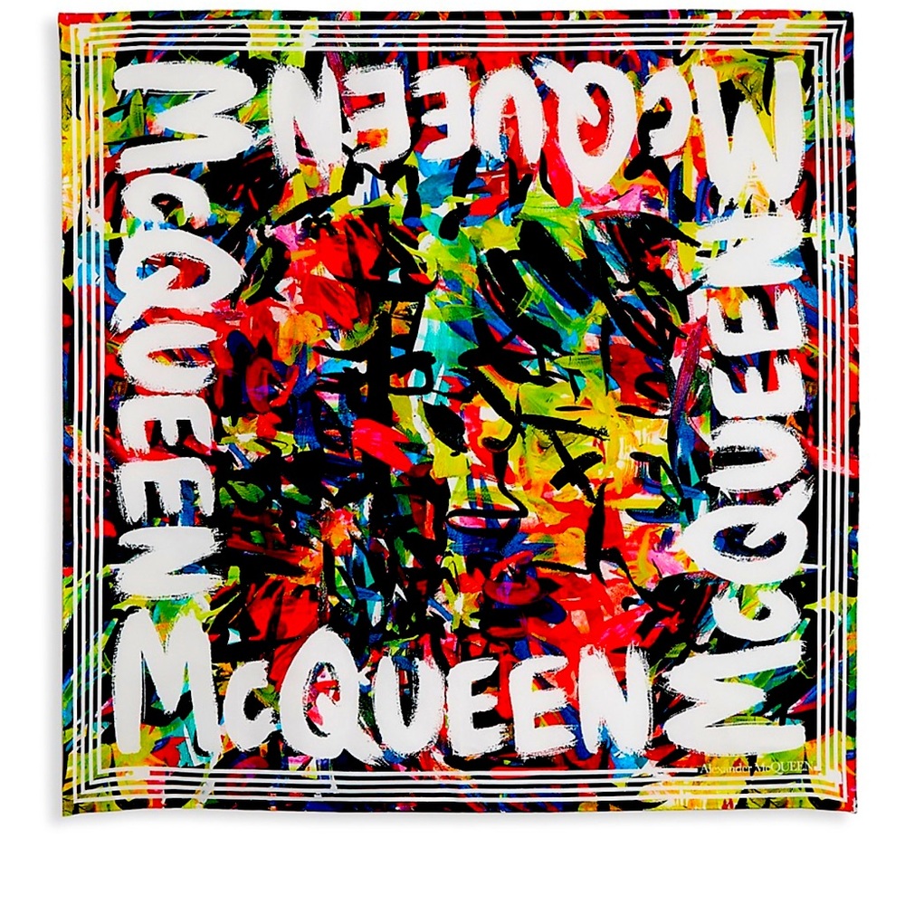 ALEXANDER MCQUEEN’S COLORFUL & BEAUTIFUL SILK SCARF GRAFFITI